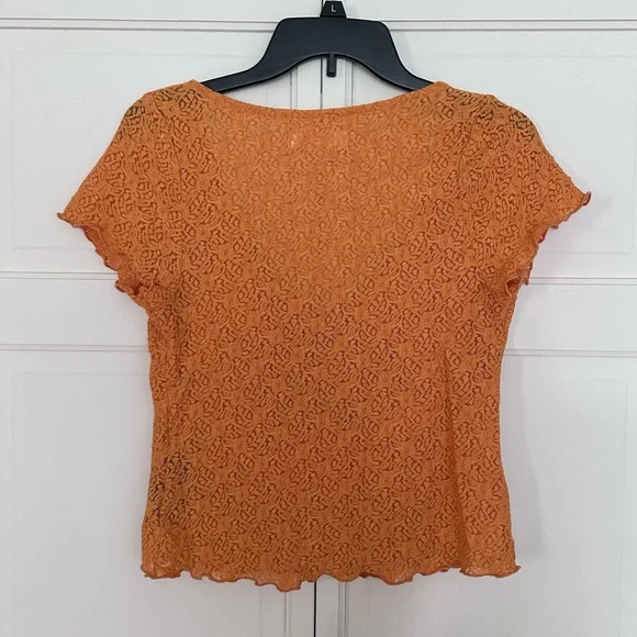 Urban Outfitters orange kimchi blue Quinn lace top size large - Picture 4 of 5